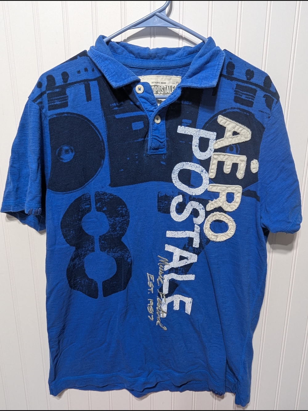 Aeropostale Royal Blue Graphic Polo with Bold Logo